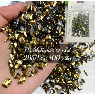 Đá khối chân bằng túi 100v mix size mix mẫu siêu sáng