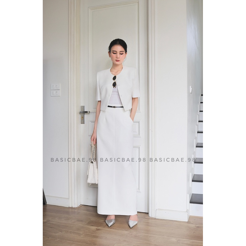 Blazer Tulip/ Chân váy Midi thanh lịch, trẻ trung, hàng thiết kế Basicbae.98