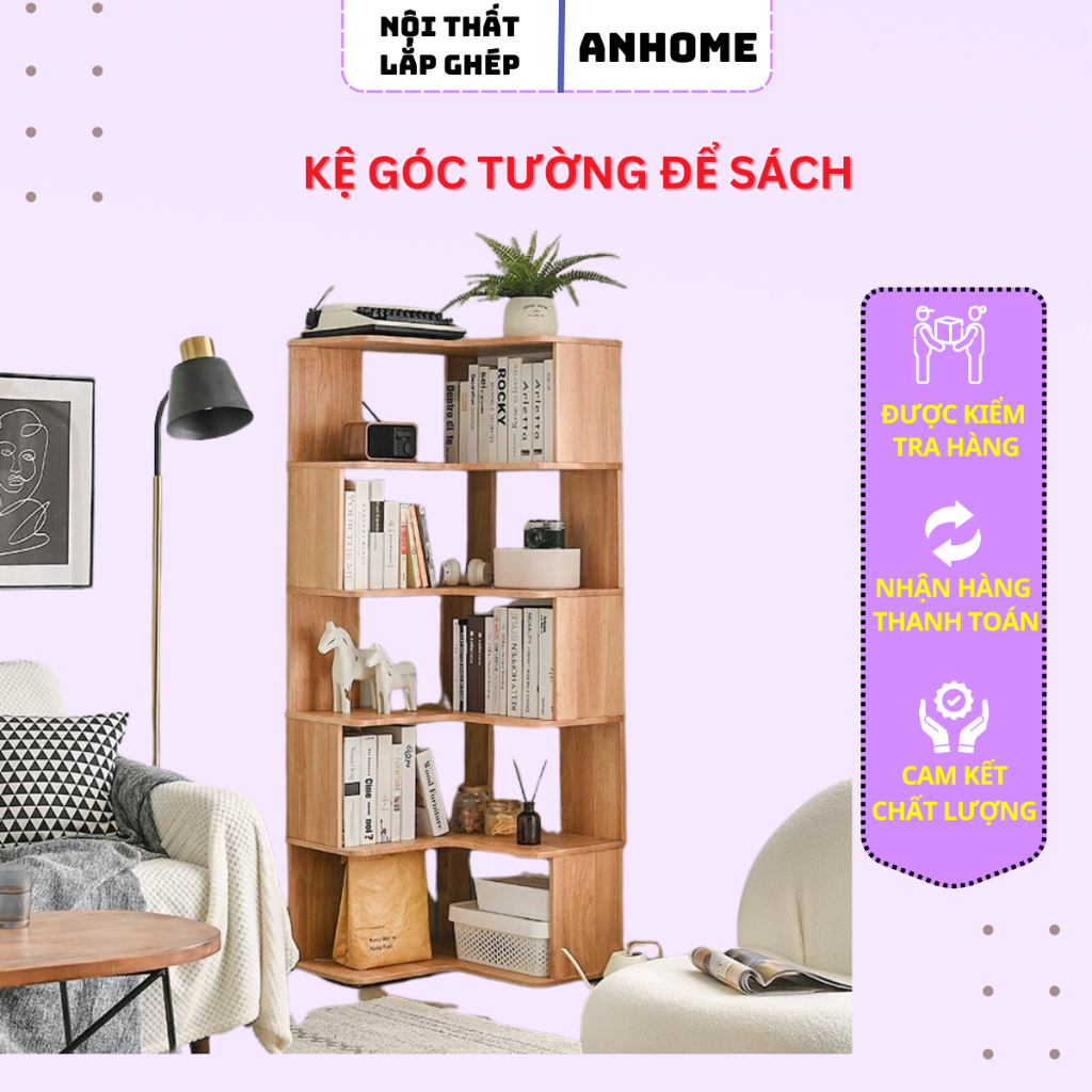Kệ Để Sách Nhiều Ngăn Góc 90 Độ 🔥𝑭𝑹𝑬𝑬𝑺𝑯𝑰𝑷🔥 Kệ Góc Tường Để Đồ, Sách Mẫu Mới Hiện Đại Lắp Ráp Nhiều Lựa Chọn