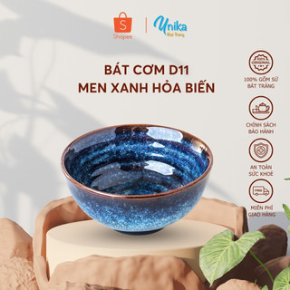 Bát cơm d11 men xanh hoả biến - bát men xanh biển cao cấp - gốm sứ cao cấp bát tràng