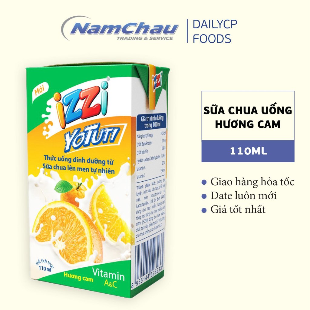 Thùng 48 hộp sữa chua uống Izzi Yotuti hương cam 110ml [HN giao hàng hoả tốc] - Ảnh 2