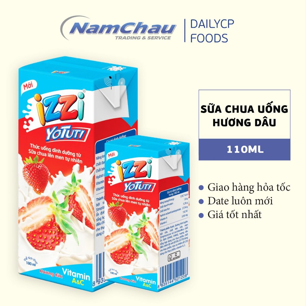 Thùng 48 hộp sữa chua uống Izzi Yotuti hương dâu 110ml [HN giao hàng hoả tốc] - Ảnh 2