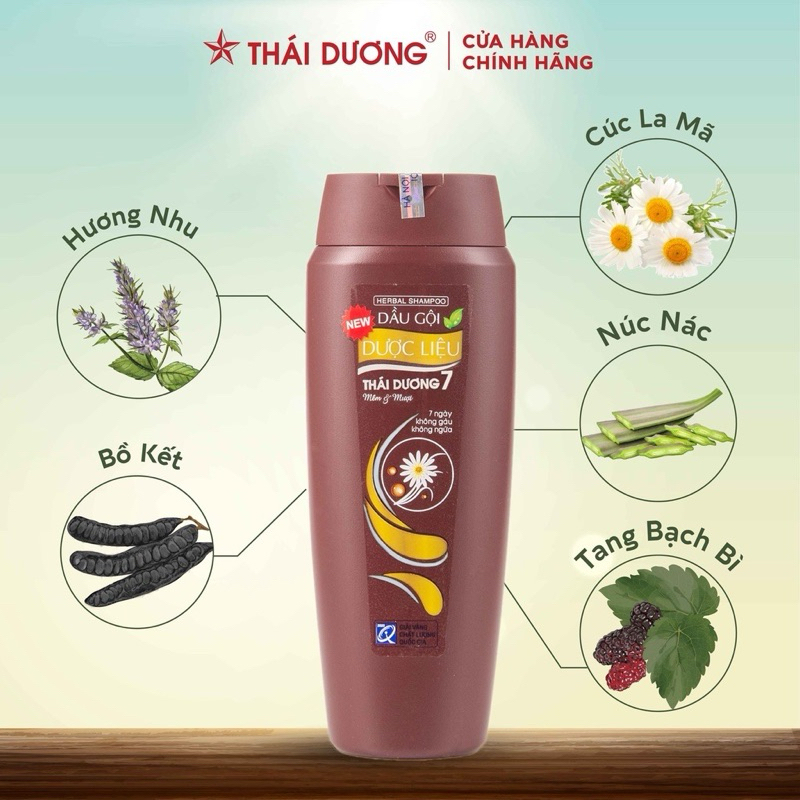 Mới-Dầu Gội Dược Liệu Thái Dương 7 Hương Hoa Bưởi Tây 200ml