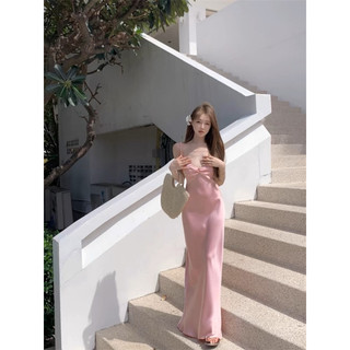 (ORDER) Đầm lụa maxi 2 dây hở lưng