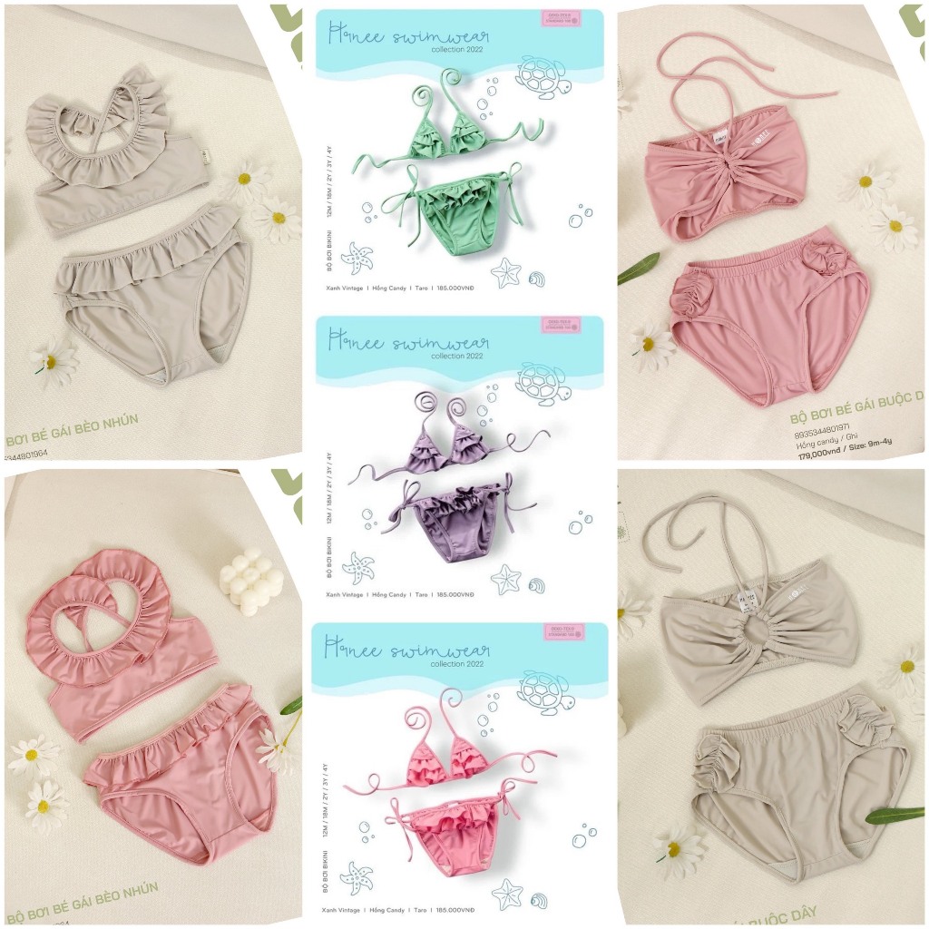 [ Hrnee ] Bộ bơi 2 mảnh Bikini chính hãng Hrnee cho bé gái từ 9 tháng đến 4 tuổi