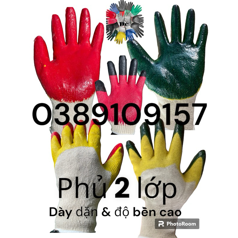 Găng Tay Bảo Hộ Phủ Cao Su 2 Lớp, Dày Dặn, Cách Nhiệt, Điện, Chống Trượt, Thoáng Khí, Có Thể Sử Dụng Nhiều Lần