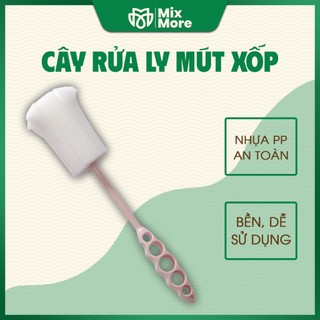 Cây rửa ly, cốc, bình siêu sạch đầu mút xốp chất liệu nhựa PP tiện lợi an toàn Mixmore