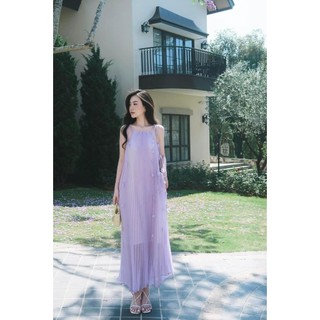 Váy 2 dây form suông rộng dáng dài, Đầm váy hai dây dáng dài rộng buộc dây vintage phong cách tểu thư đi chơi đi biển