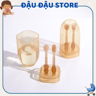 [Top Value] Bộ Bàn Chải Silicon Cho Bé + Rơ Lưỡi Mềm Mịn Chống Tưa Lưỡi Nấm Lưỡi Cho Bé 0 - 24 tháng Đậu Đậu Store
