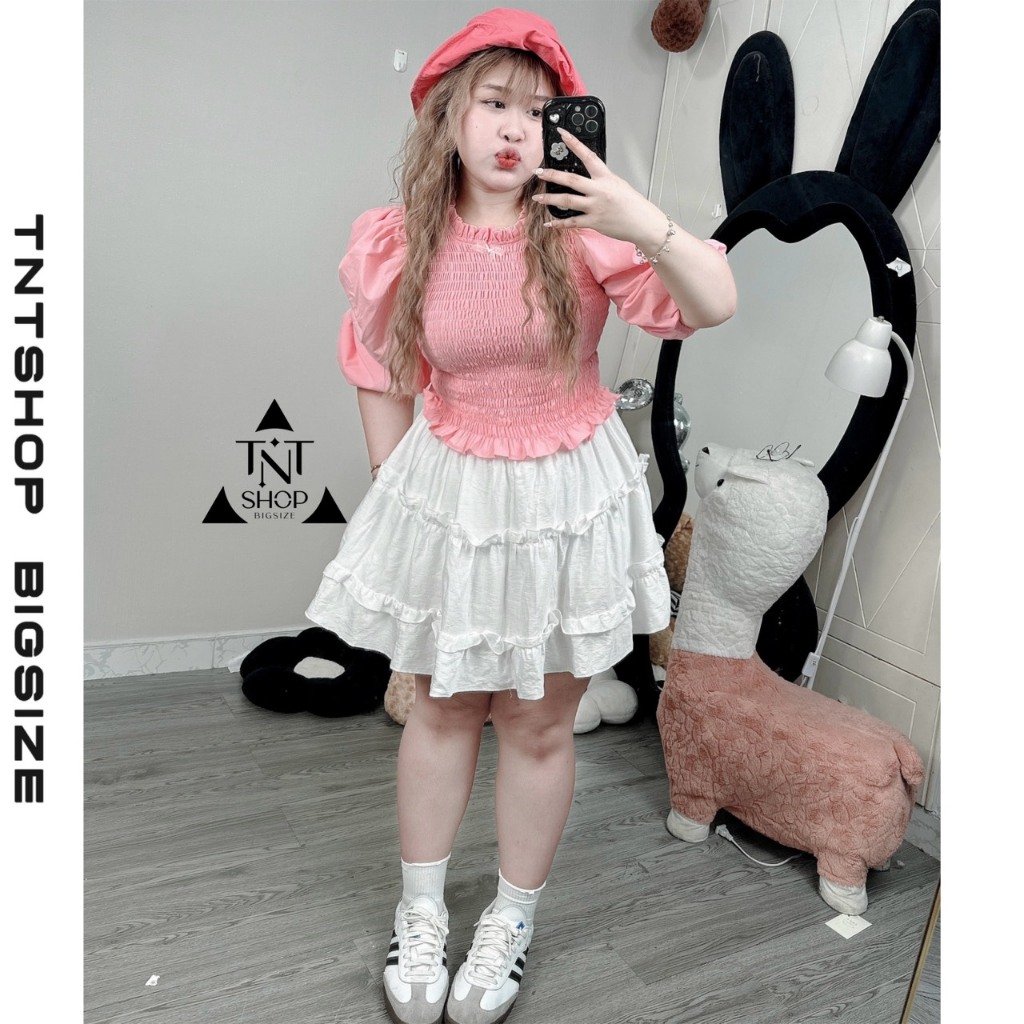 ÁO BIGSIZE NHÚN THUN TAY LỬNG PHỒNG [TNT SHOP BIGSIZE 60KG 90KG]