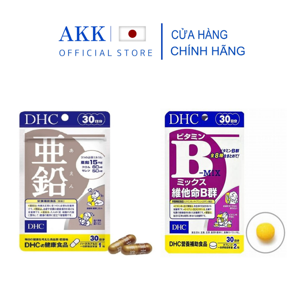 Combo Viên Uống Vitamin B Mix DHC  và Viên uống Bổ sung Kẽm ZinC DHC tăng cường Sinh Lý  ( 30 ngày )