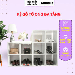 Kệ Gỗ Để Đồ Đa Năng 🔥𝑭𝑹𝑬𝑬𝑺𝑯𝑰𝑷🔥 Kệ Tổ Ong Đa Tầng Trang Trí Làm Mới Không Gian Sống