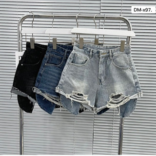 Quần short jean nữ lưng cao rách lộ túi hottrend, Quần đùi nữ nhiều màu chất denim mềm tôn dáng không co dãn