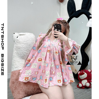 Set 2 món bigsize áo babydoll tay dài kèm quần dễ thương