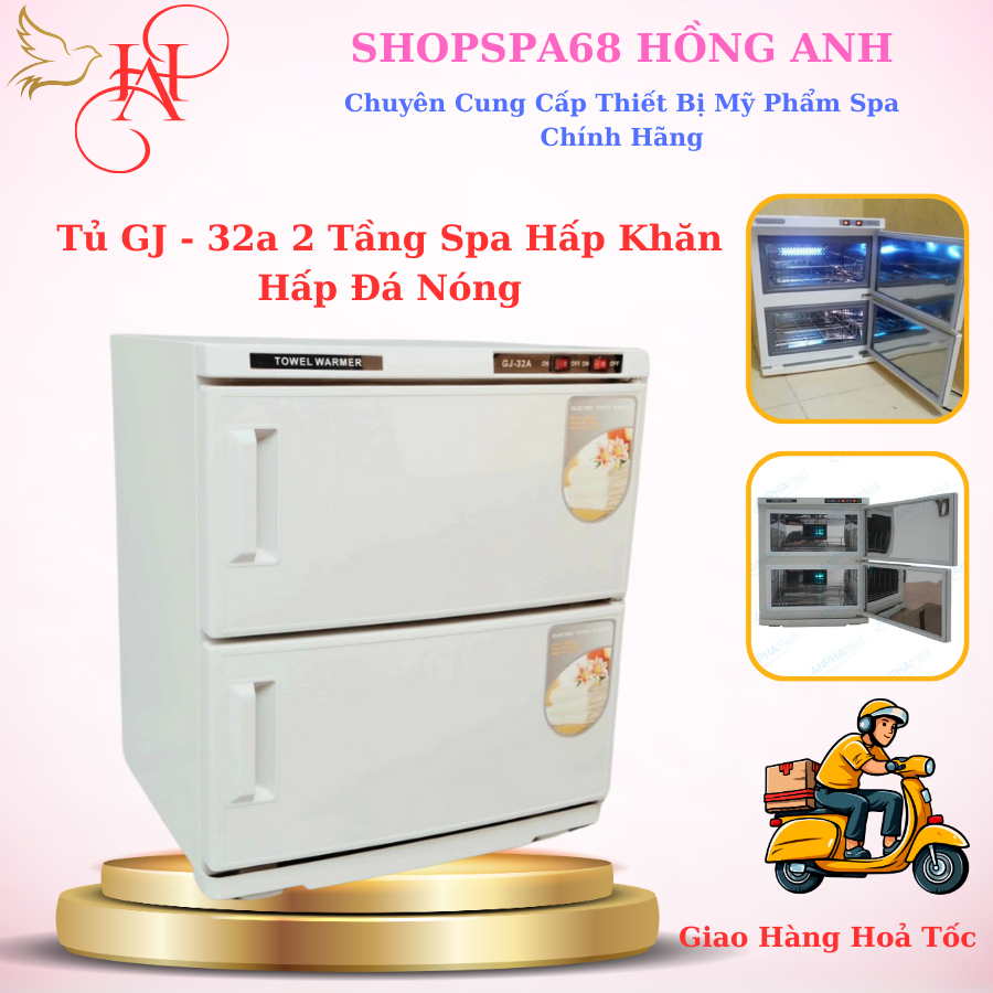 Tủ Hấp 2 Tầng GJ-32A Hấp Khăn Hấp Đá Nóng - Tiệt Trùng Dụng Cụ Y Tế - Dùng Trong Spa Thẩm Mỹ