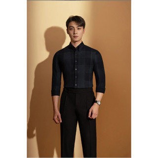 Áo sơ mi adam store xanh kẻ vuông smc142