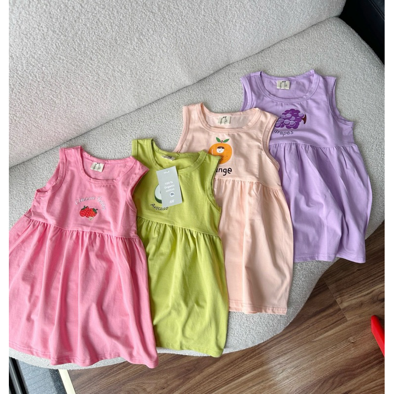 (9-27kg) Set 2 váy sát nách bé gái in hình quả