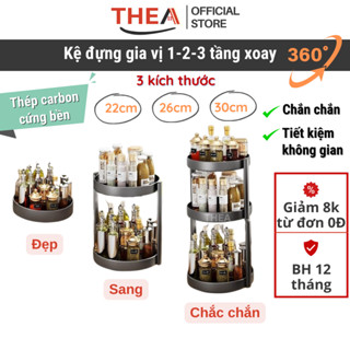 Kệ đựng gia vị tròn nhà bếp 2-3 tầng đa năng xoay 360 độ, giá để gia vị nhà bếp thông minh, kệ đựng mĩ phẩm - THEA