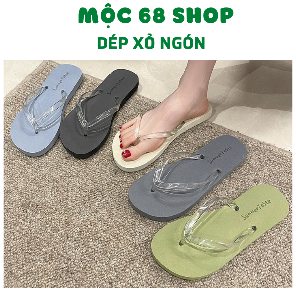 Dép Đi Biển, Dép Xỏ Ngón, Dép Tông Quai Trong Suốt Chống Trơn Nhiều Màu Sắc - Đế Mềm Chuẩn Hàng QC - Mộc 68 shop