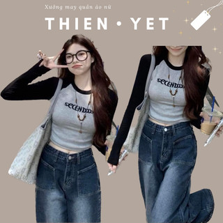 Áo thun nữ dài tay babytee QT zaplang thêu chữ SECENDOO,áo kiểu nữ croptop phong cách Hàn Quốc - Thiên Yết