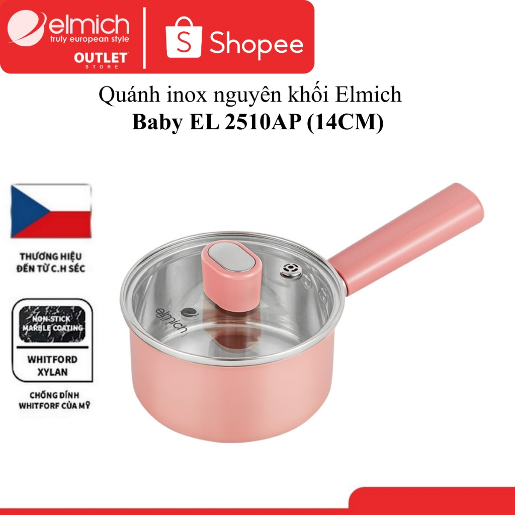 Quánh chống dính inox nguyên khối Elmich Baby EL 2510AP SIZE 14CM