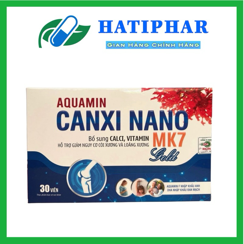 Aquamin Canxi Nano Mk7 Gold BỔ SUNG CANXI, Chống Còi Xương, Loãng Xương - Hộp 30 Viên