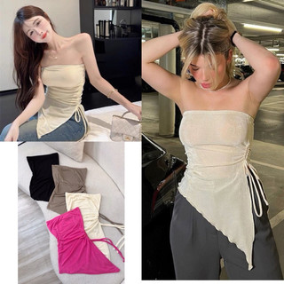 Áo ống thun Nhũ vạt xéo rút dây