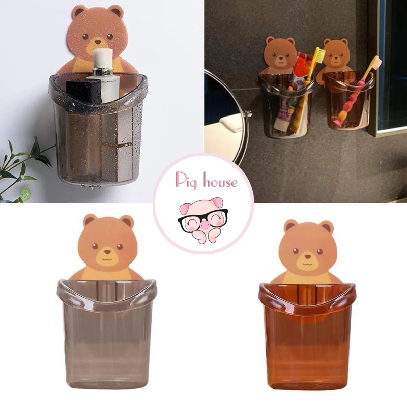 [Giá Sốc] Cốc, Ly Dán Tường Đựng Bàn Chải kem Đánh Răng Hình Gấu Nâu LoveLy Kích thước sản phẩm :17c