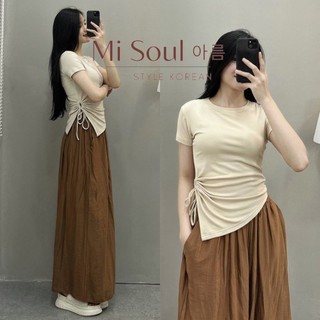 áo thun nữ vạt chéo phối khoen dây rút mc
