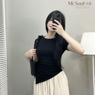 áo thun nữ vạt chéo phối khoen dây rút mc