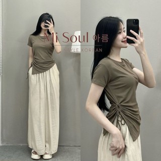 áo thun nữ vạt chéo phối khoen dây rút mc