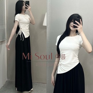 áo thun nữ vạt chéo phối khoen dây rút mc