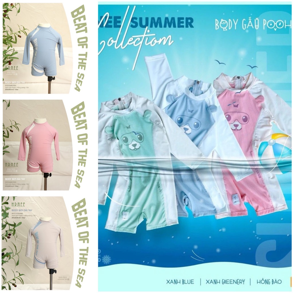 [ Hrnee ] Bộ bơi body chống nắng chính hãng Hrnee cho bé trai, bé gái từ 9 tháng đến 5 tuổi