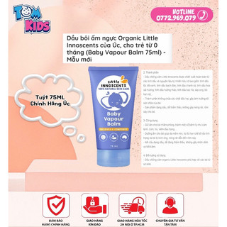 MẪU MỚI DẦU ẤM NGỰC ORGANIC LITTLE INNOSCENTS 75g CHO BÉ TỪ SƠ SINH