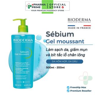  Sữa Rửa Mặt Bioderma Sebium Gel Moussant Dành Cho Da Dầu Mụn Dạng Vòi Pump