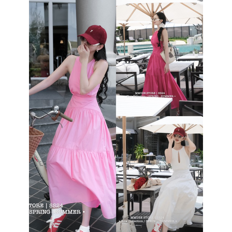 Đầm maxi yếm li eo siêu xinh