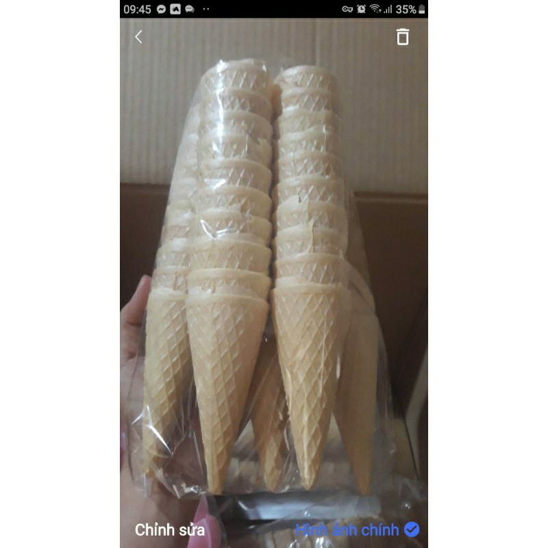 Bịch 20 cái bánh ốc quế xốp nhọn