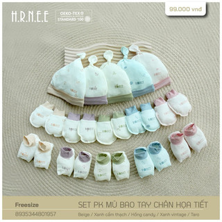 Set mũ + bao tay chân Hrnee dành cho sơ sinh