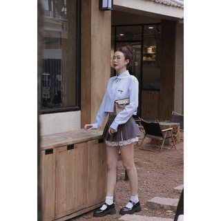 Set áo sơ mi kẻ cv phối ren 𝐀𝐒𝐇𝐘𝐋𝐄𝐘
