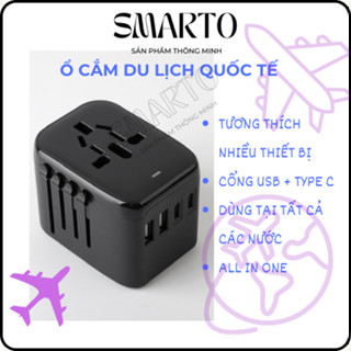  Ổ cắm du lịch quốc tế  2 USB 2 Type C phù hợp mọi quốc gia 