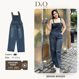Quần Yếm Jean Bigsize 55-85kg Yếm Quần Ống Suông Đứng Dài Xanh Đậm 1153 Lưng Cao Không Giãn
