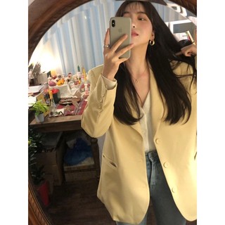 (Hàng Đẹp)Ảnh thật 5 hình cuối-Áo khoác vest blazer phong cách Hàn Quốc vàng ngỗng