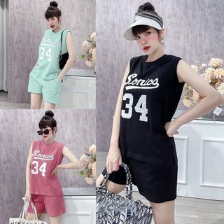 Bộ mặc nhà nữ mùa hè sát nách , đồ bộ bigsize chất cotton Gemmy House in chữ Sonico 34