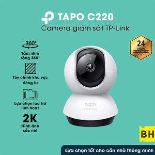 Camera giám sát wifi tp-link tapo c220 hình ảnh sắc nét 2k qhd xoay 360 độ giám sát an ninh - hỗ trợ tiếng việt