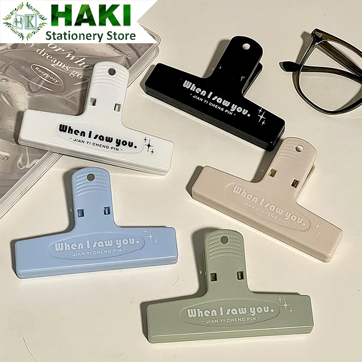 HAKI kẹp giấy trong suốt kẹp bướm giấy kẹp nhựa trong suốt giữ tài liệu tiện lợi KTL06
