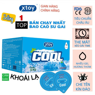 Bao cao su gai XTOY COOL, the mát, hương thơm, gân gai, cuộc yêu dài lâu, hộp 10 bcs