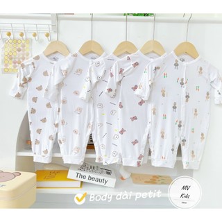 Body dài họa tiết vải thun lạnh mềm, mát, size 0-9m cho bé