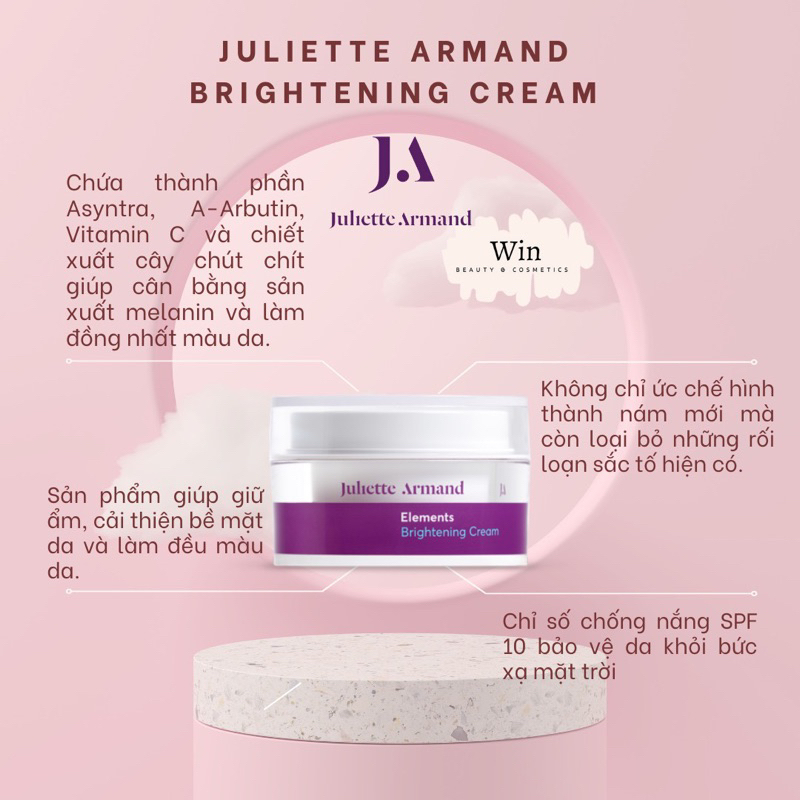 [ Hàng công ty] Kem dưỡng trắng Juliette Armand Brightening Cream - Wincosmetic