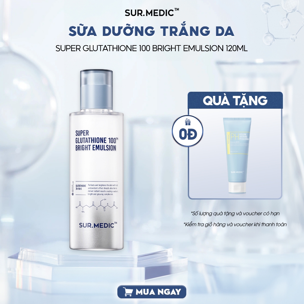 Sữa Dưỡng Trắng, Cân Bằng Ẩm Cho Da SURMEDIC Super Glutathione 100 Bright Emulsion 120ML