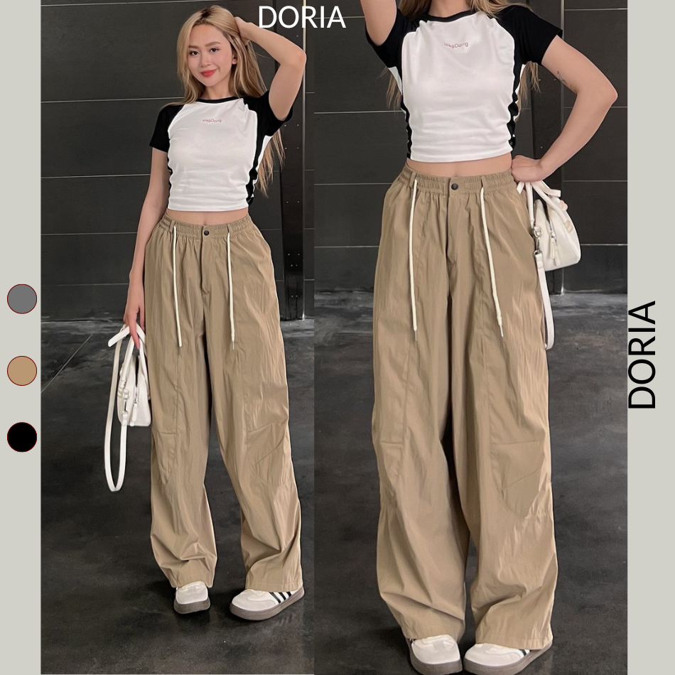 Quần gió nhăn nữ DORIA Parachute Harem quần ống thụng 4 túi Cao Cấp cá tính Quangio615_P0K4